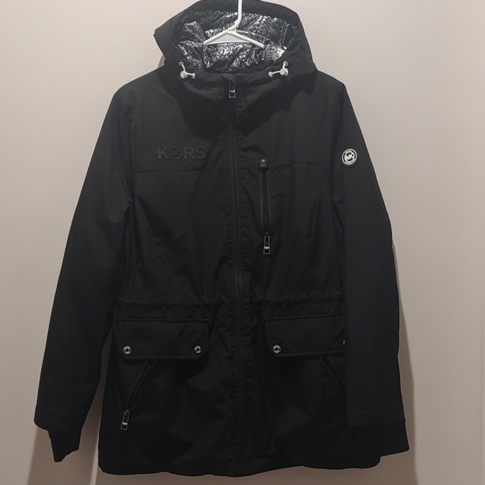 Michael Kors Black Hooded Utility Anorak Parker Style Jacket Vacation - Picture 4 of 8